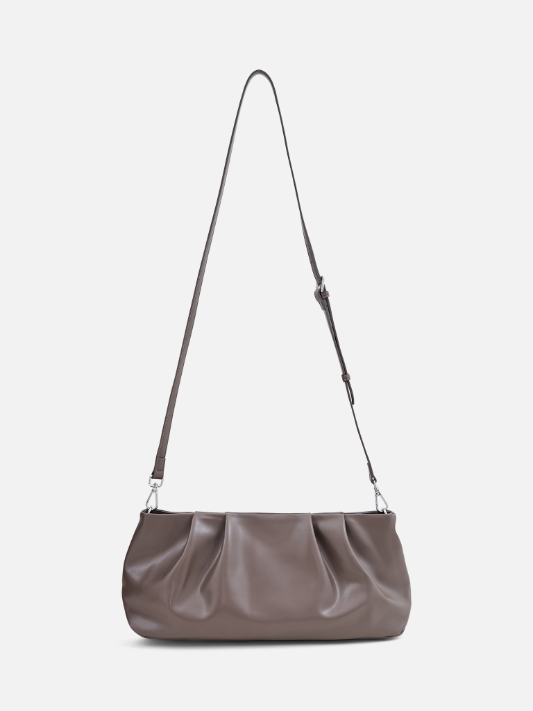 Eco-leather clutch with decorative pleats