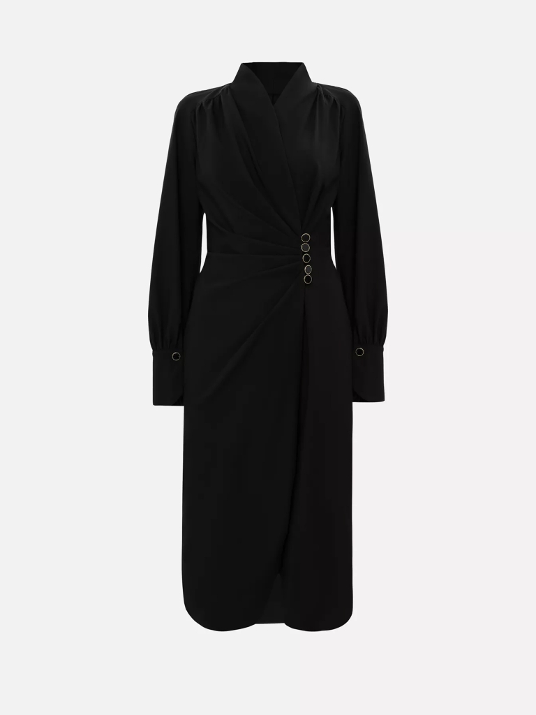 Midikleid mit Knöpfen an der Taille