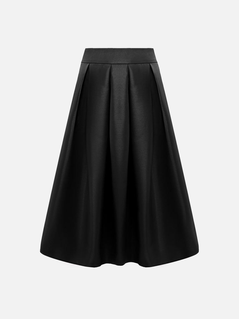 Flared maxi skirt with large pleats