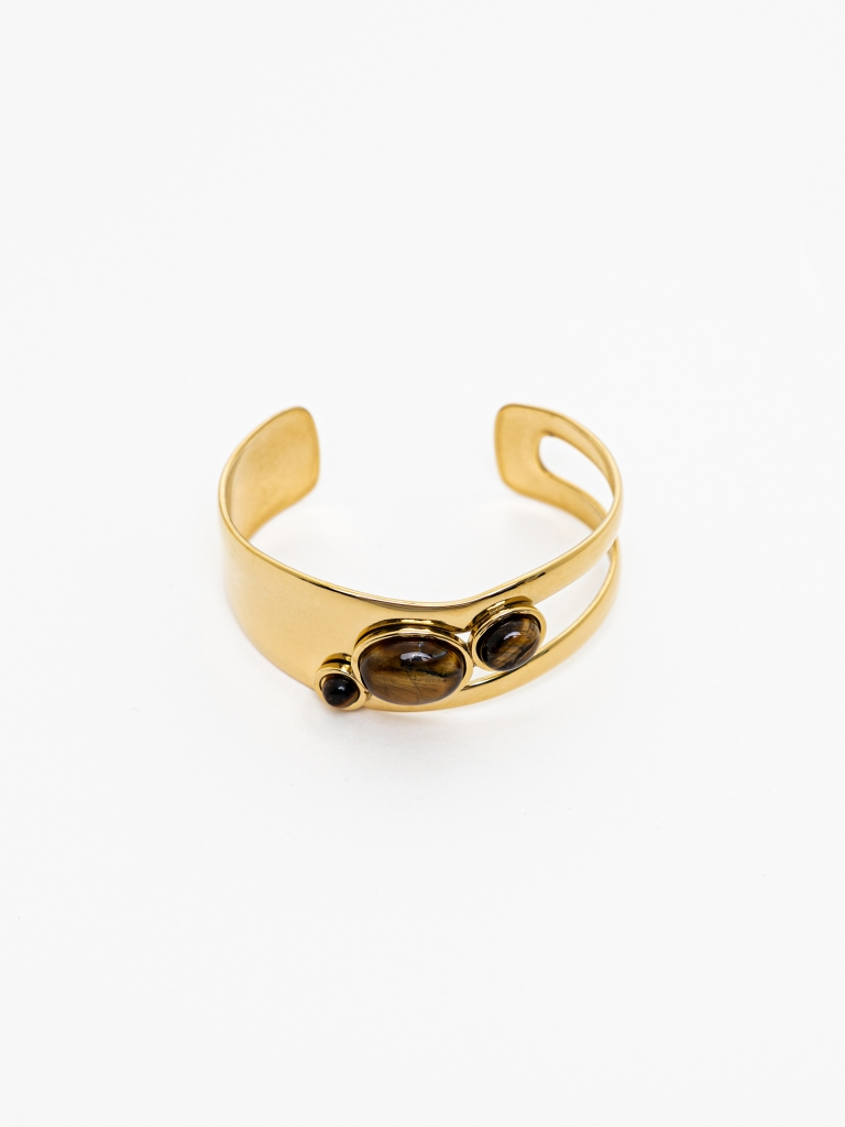 Metal bracelet with voluminous stones