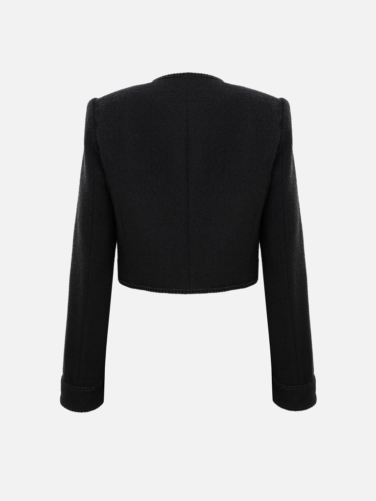 Single-breasted textured jacket with large buttons