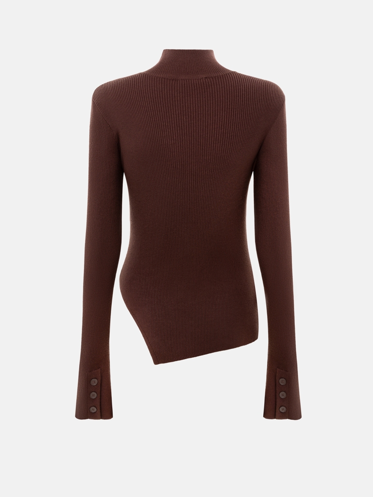Cotton viscose longsleeve with asymmetrical decor and buttons