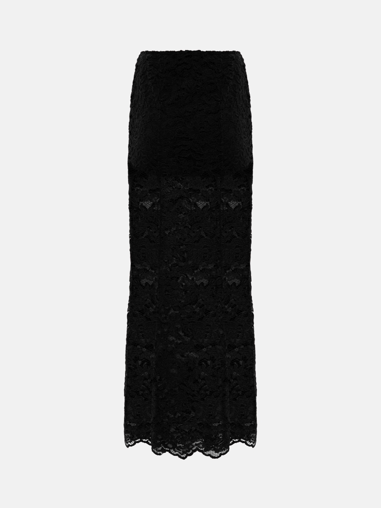 Midi guipure skirt with monochrome shorts