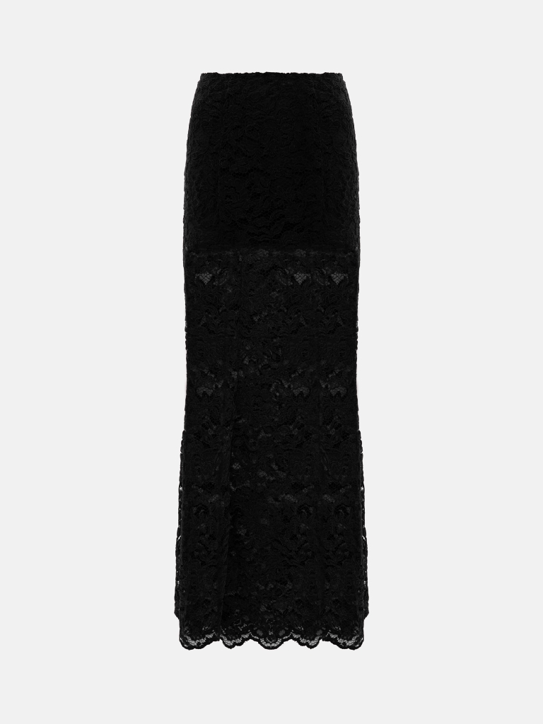 Midi guipure skirt with monochrome shorts
