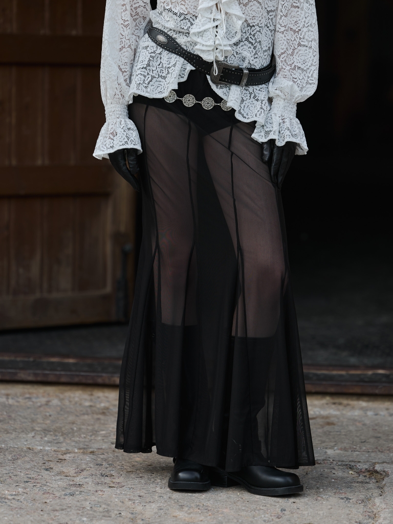 Semi-transparent maxi skirt