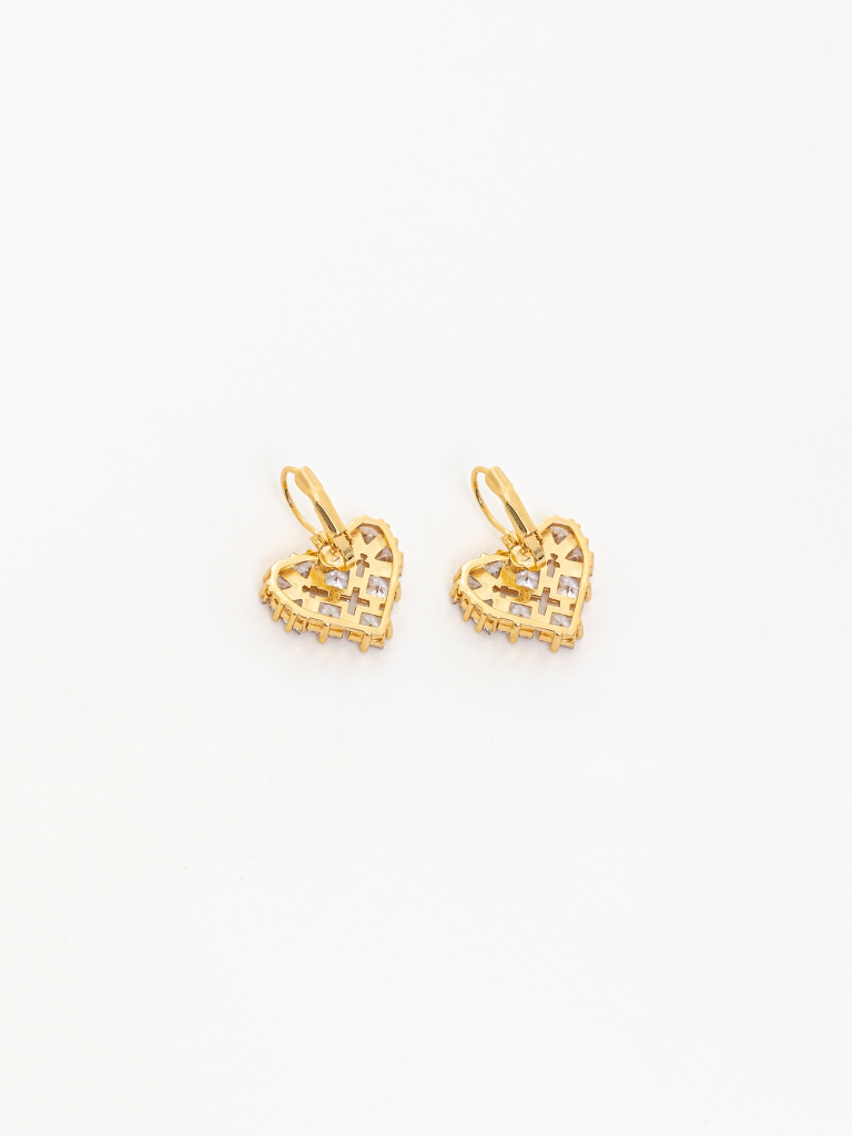 Heart-shaped crystal earrings