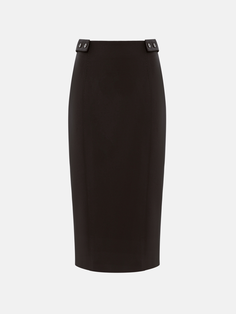 Midi skirt with buttons on the waistband