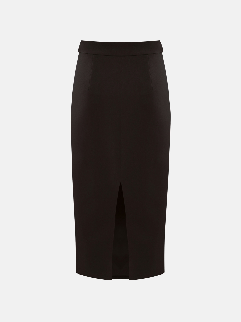 Midi skirt with buttons on the waistband