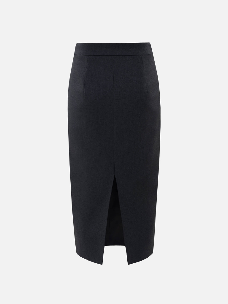 Midi skirt with buttons on the waistband
