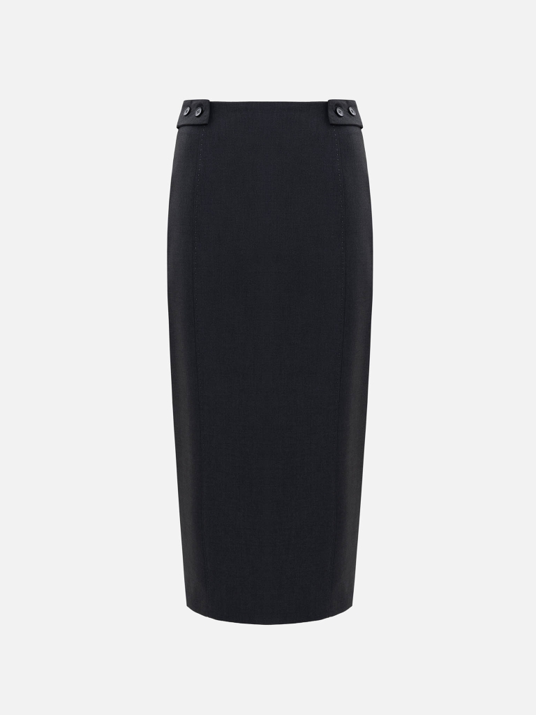 Midi skirt with buttons on the waistband