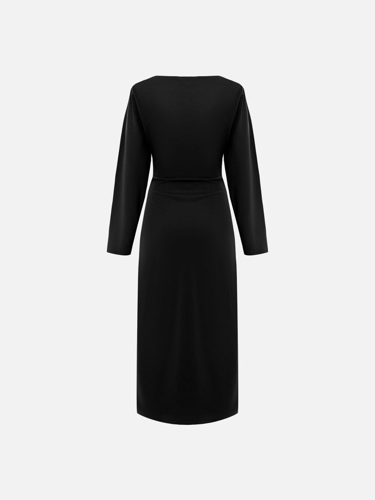 Jersey midi dress with waist decor