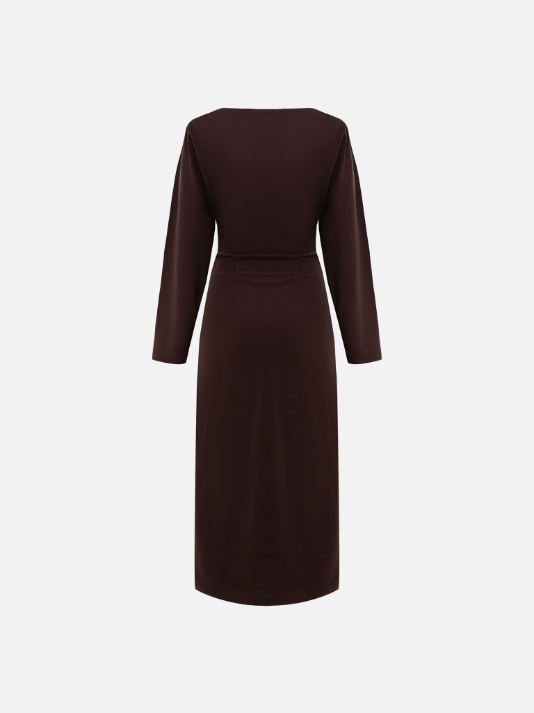 Jersey midi dress with waist decor