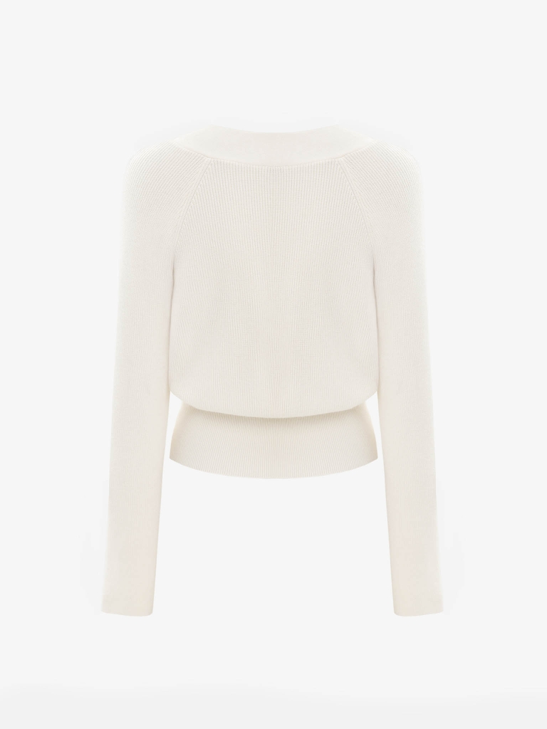 Knitted jumper with wrap imitation