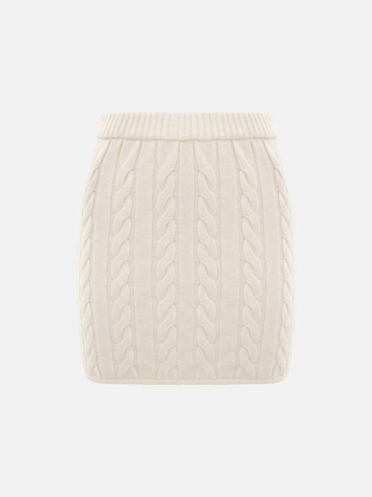 Straight textured knitted mini skirt
