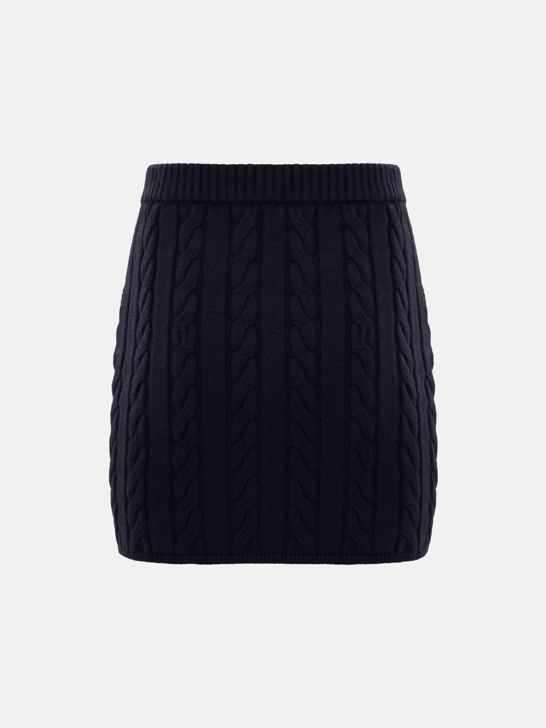 Straight textured knitted mini skirt