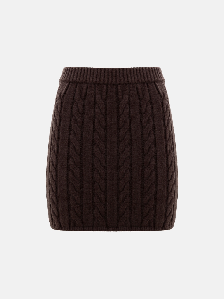 Straight textured knitted mini skirt