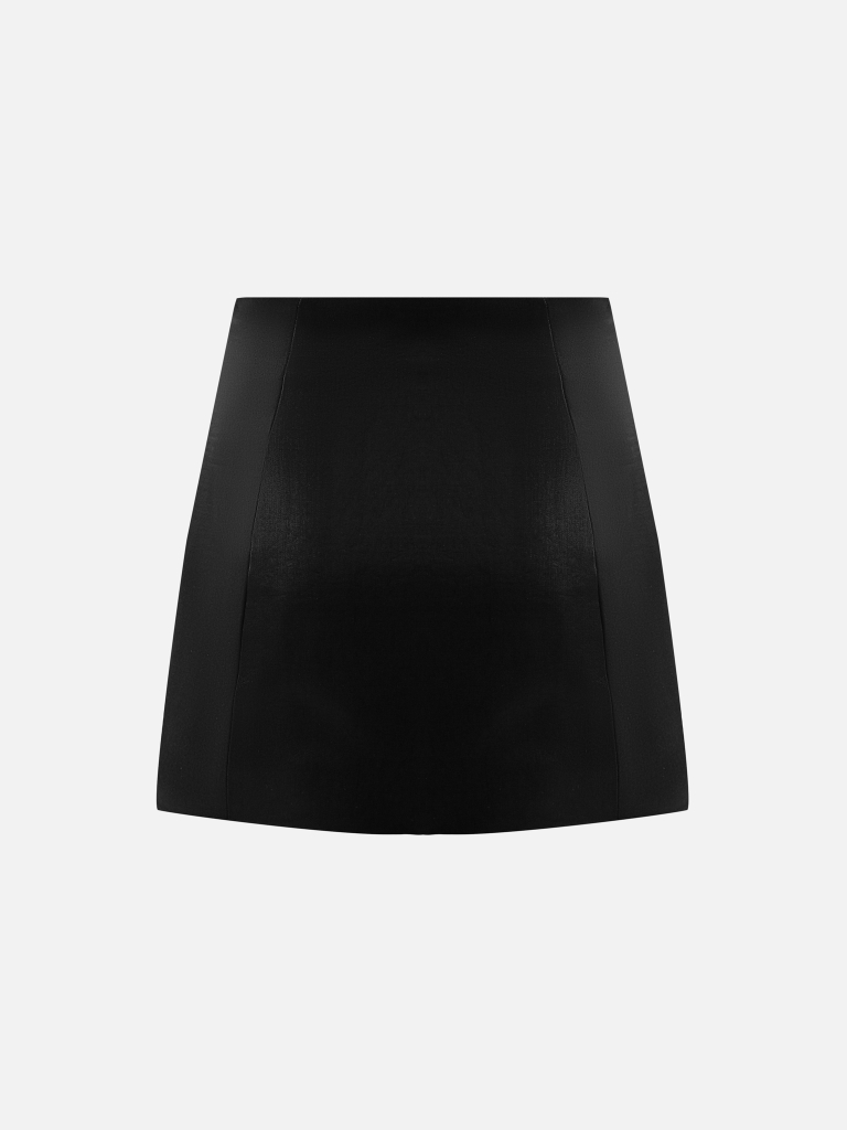 Straight mini skirt in smooth fabric