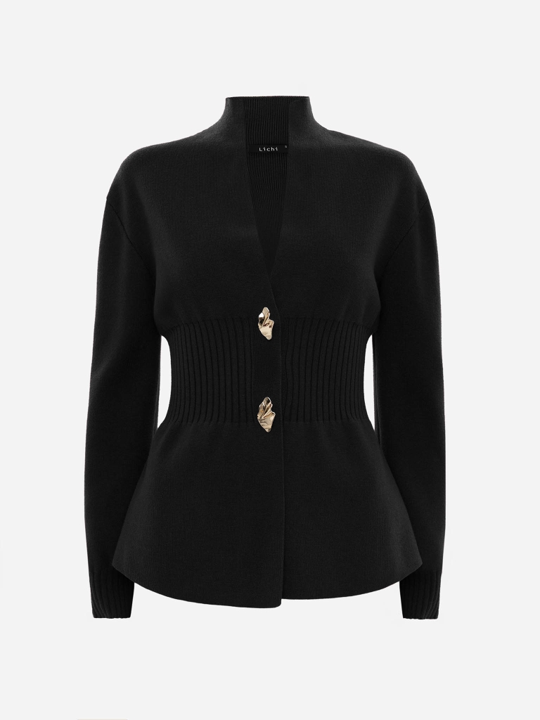 Fitted cardigan with golden fittings
