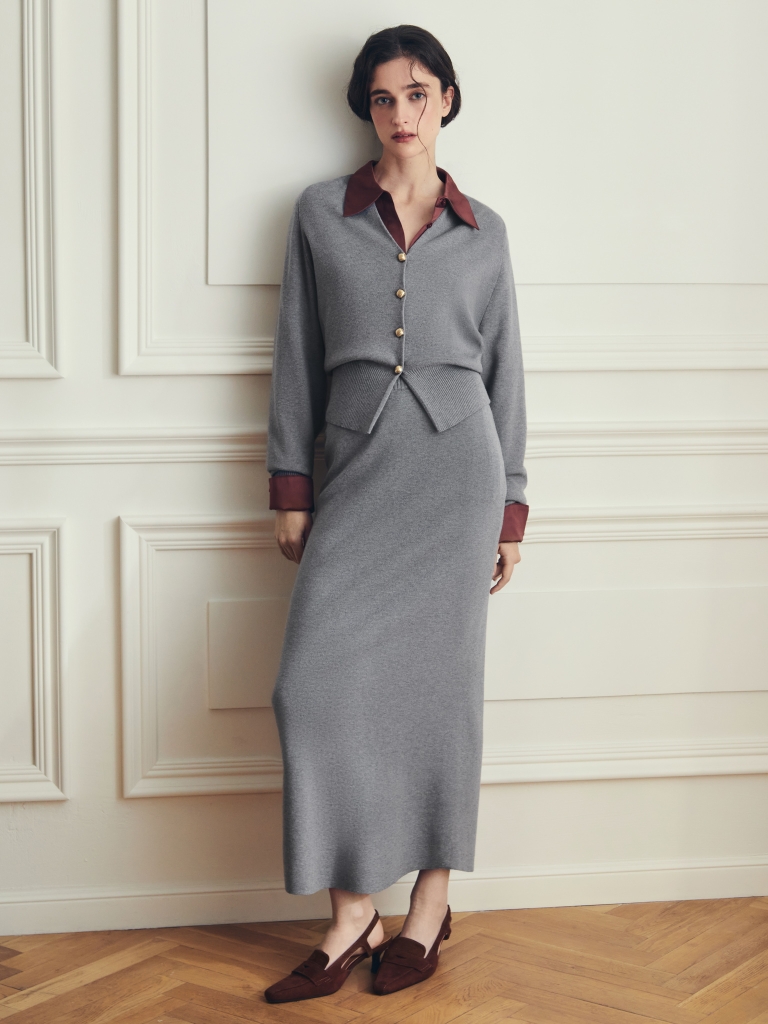 Straight knitted maxi skirt
