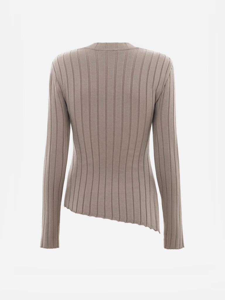 Ribbed jumper with a wrap imitation 
