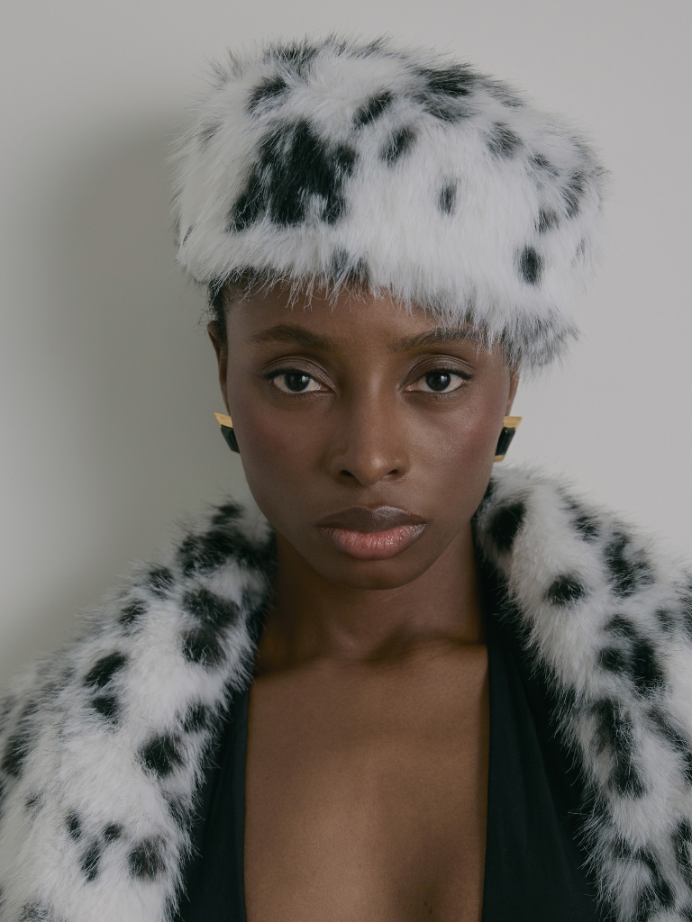 Spotted eco-fur hat