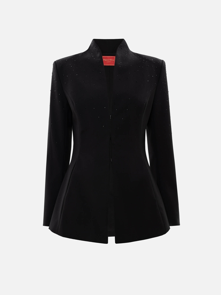 Fitted jacket with rhinestones