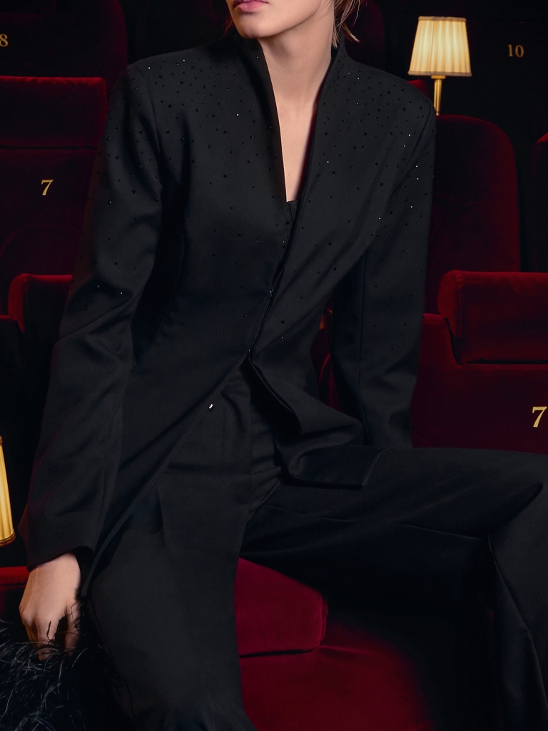 Fitted jacket with rhinestones