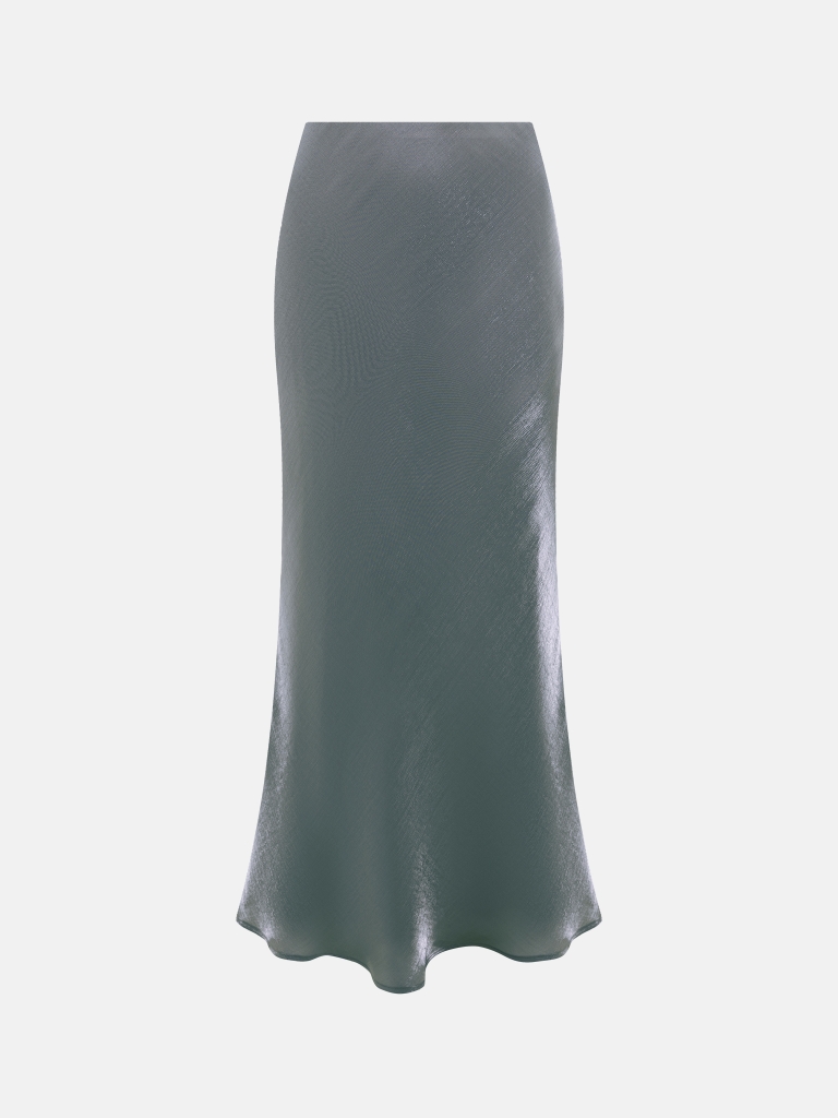Flared maxi skirt in shiny fabric