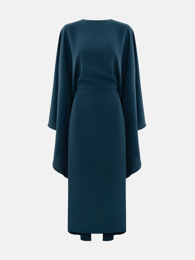 Midi dress with a long train and open back