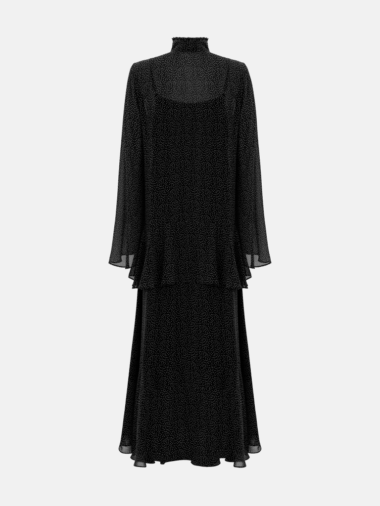 Lightweight maxi dress with collar ties