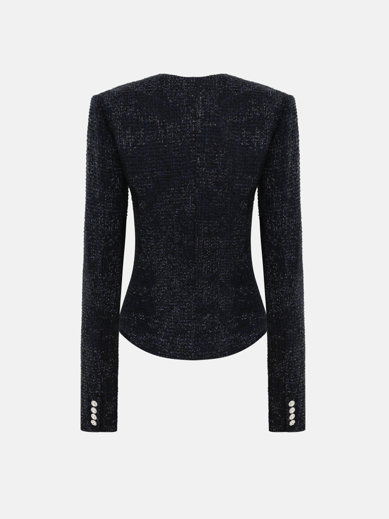 Einreihige Jacke aus strukturiertem Tweed
