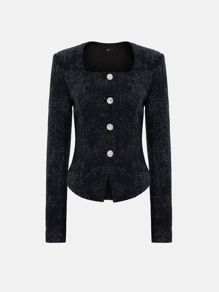 Einreihige Jacke aus strukturiertem Tweed
