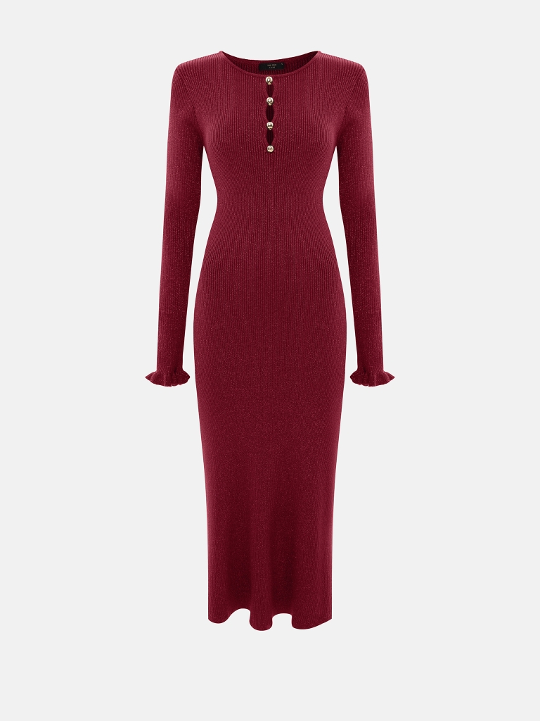 Viscose midi dress with a metallic sheen