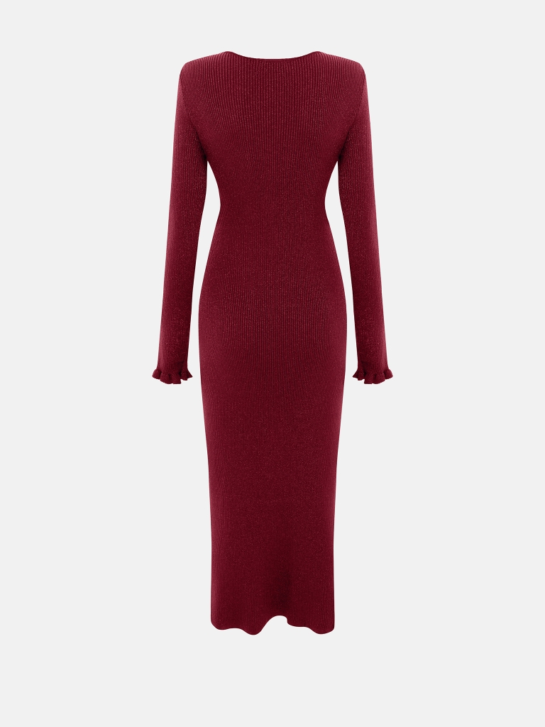 Viscose midi dress with a metallic sheen