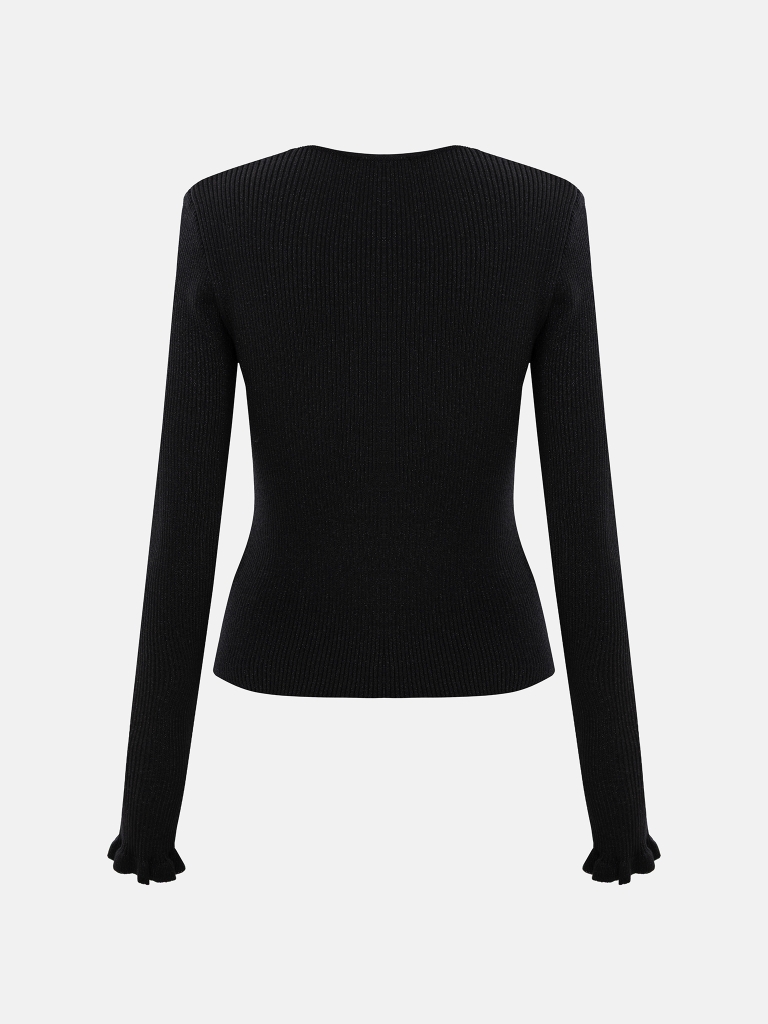 Metallised yarn jumper with silver decor