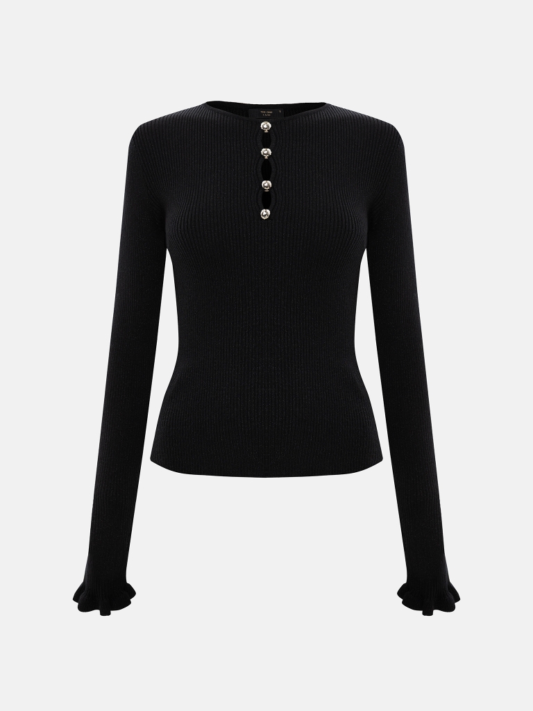 Metallised yarn jumper with silver decor
