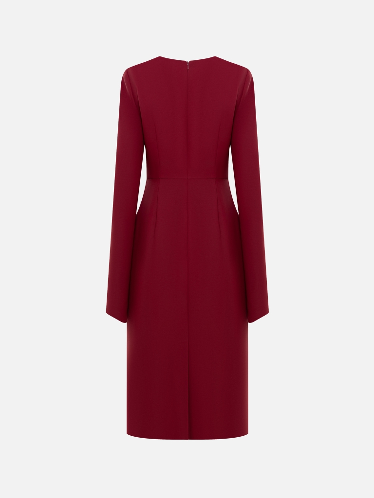 Midi dress with a draped waist and loose sleeves