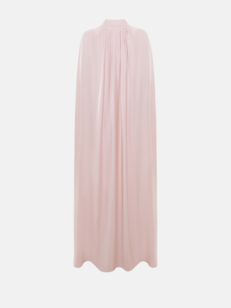 Maxi viscose dress with floor-length cape