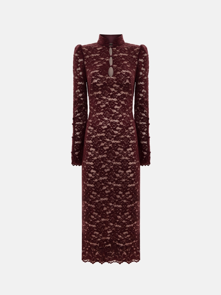 Fitted guipure midi dress