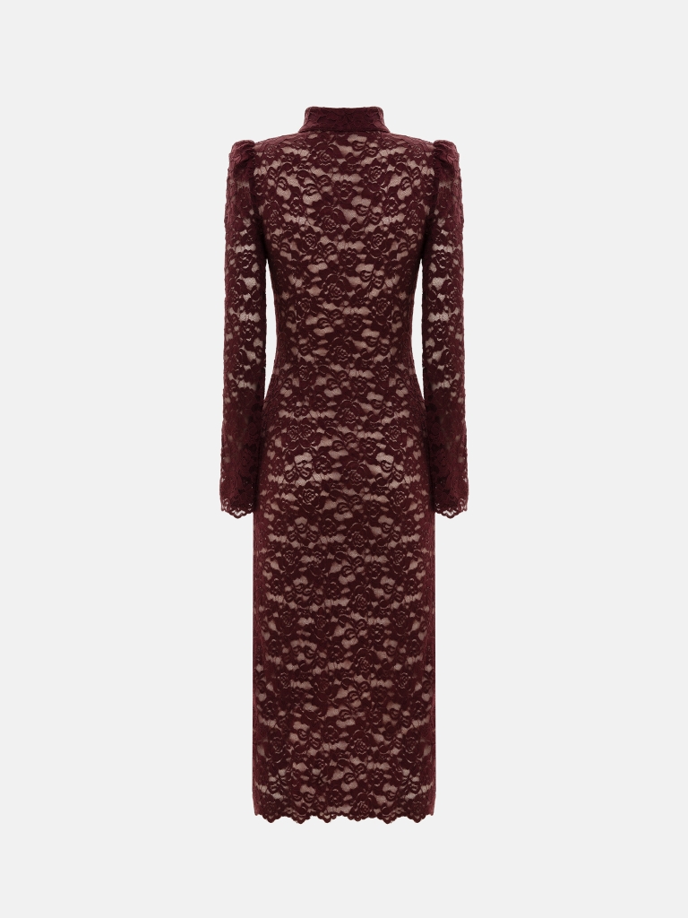 Fitted guipure midi dress