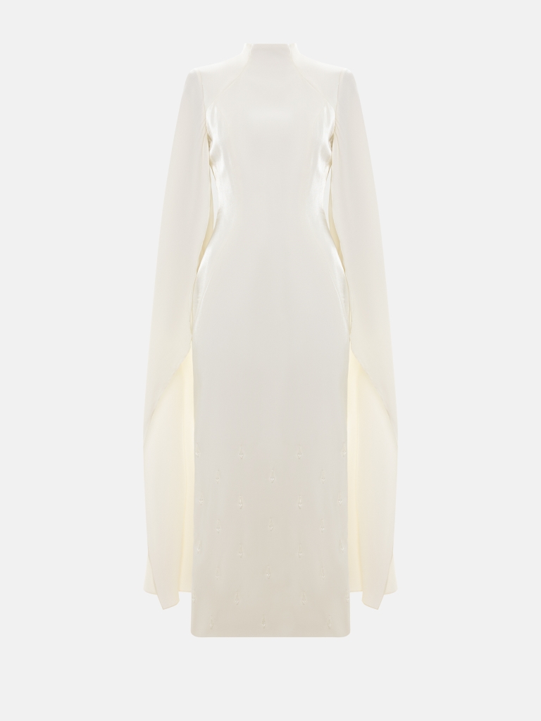 Maxi dress with loose sleeves and skirt embellishment