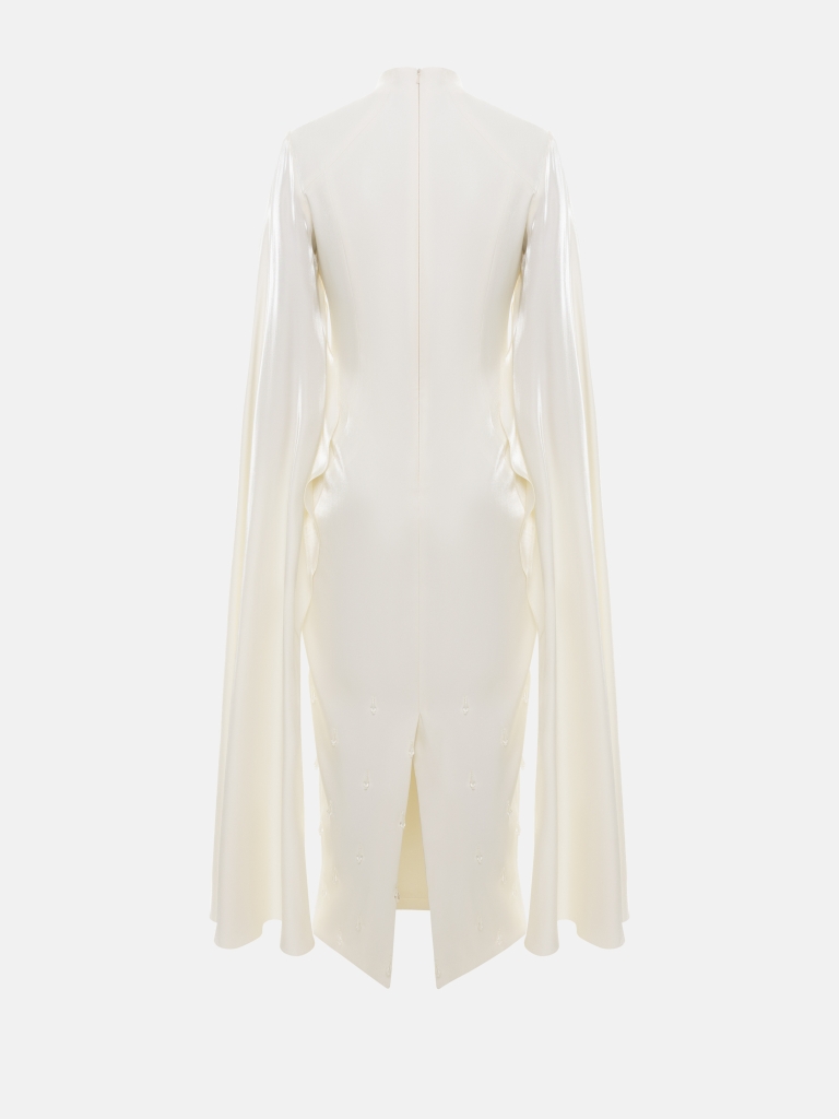 Maxi dress with loose sleeves and skirt embellishment