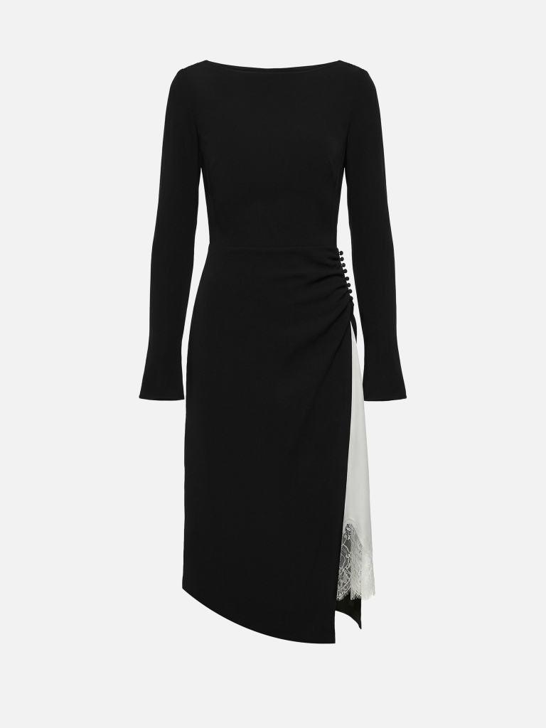 Midi dress with contrasting insert on the skirt