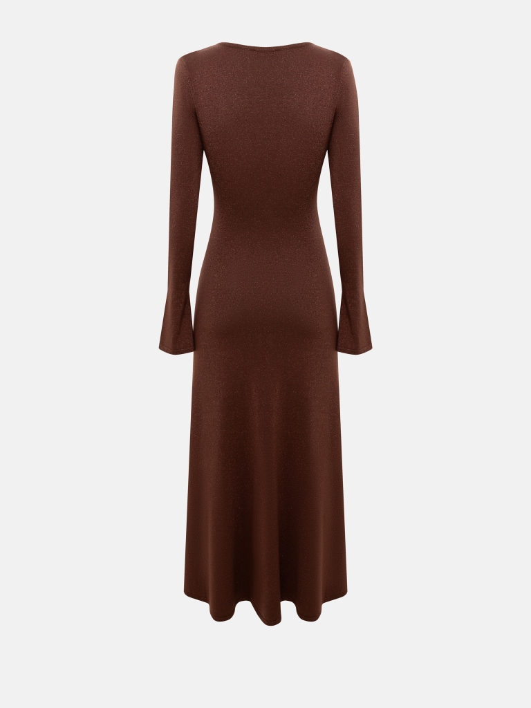 Maxi viscose dress with a wrap imitation 