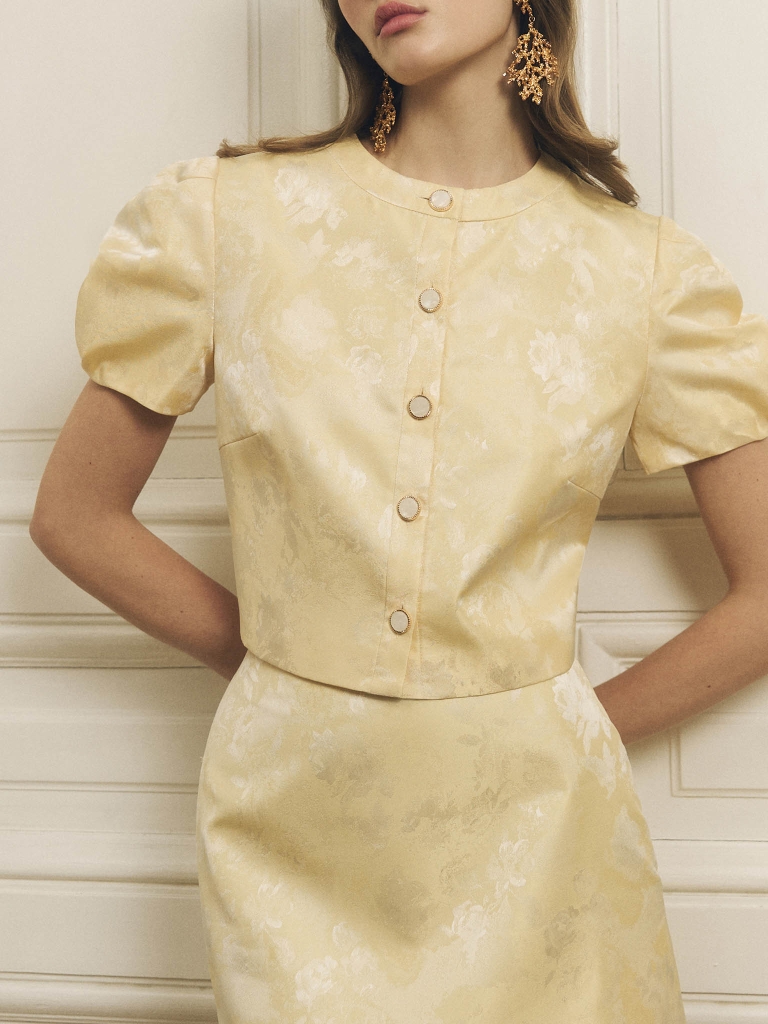 Żakiet z żakardu z rękawami typu lampion