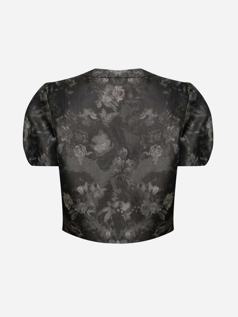 Jacquard jacket with lantern sleeves