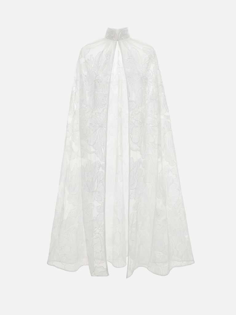 Sheer floor-length cape