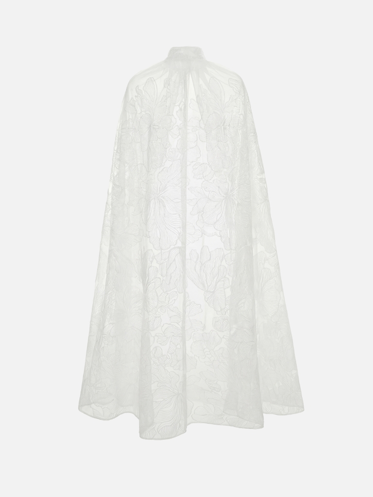 Sheer floor-length cape
