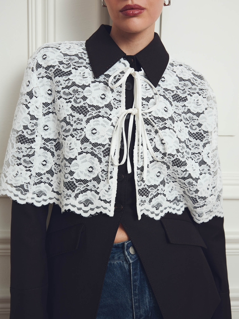 Guipure cape with ties