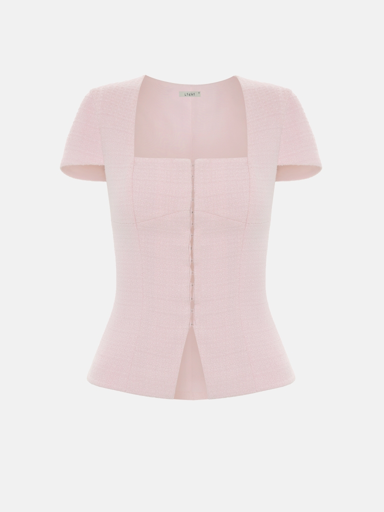 Tweed jacket with a square neckline